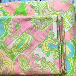 Lilly Pulitzer Chin Chin Full Size Sheet Set Elephants Monkeys Country Living